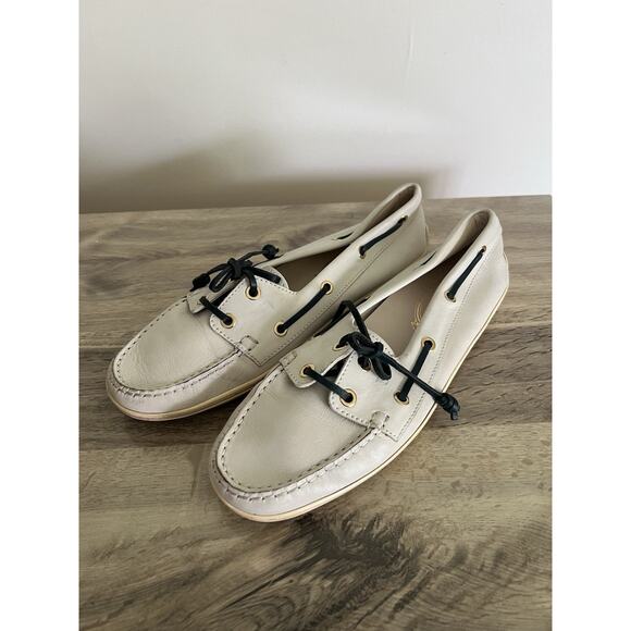 Tod's Shoes - Tod’s ivory Leather loafers women Boat Shoe Flats Size 40